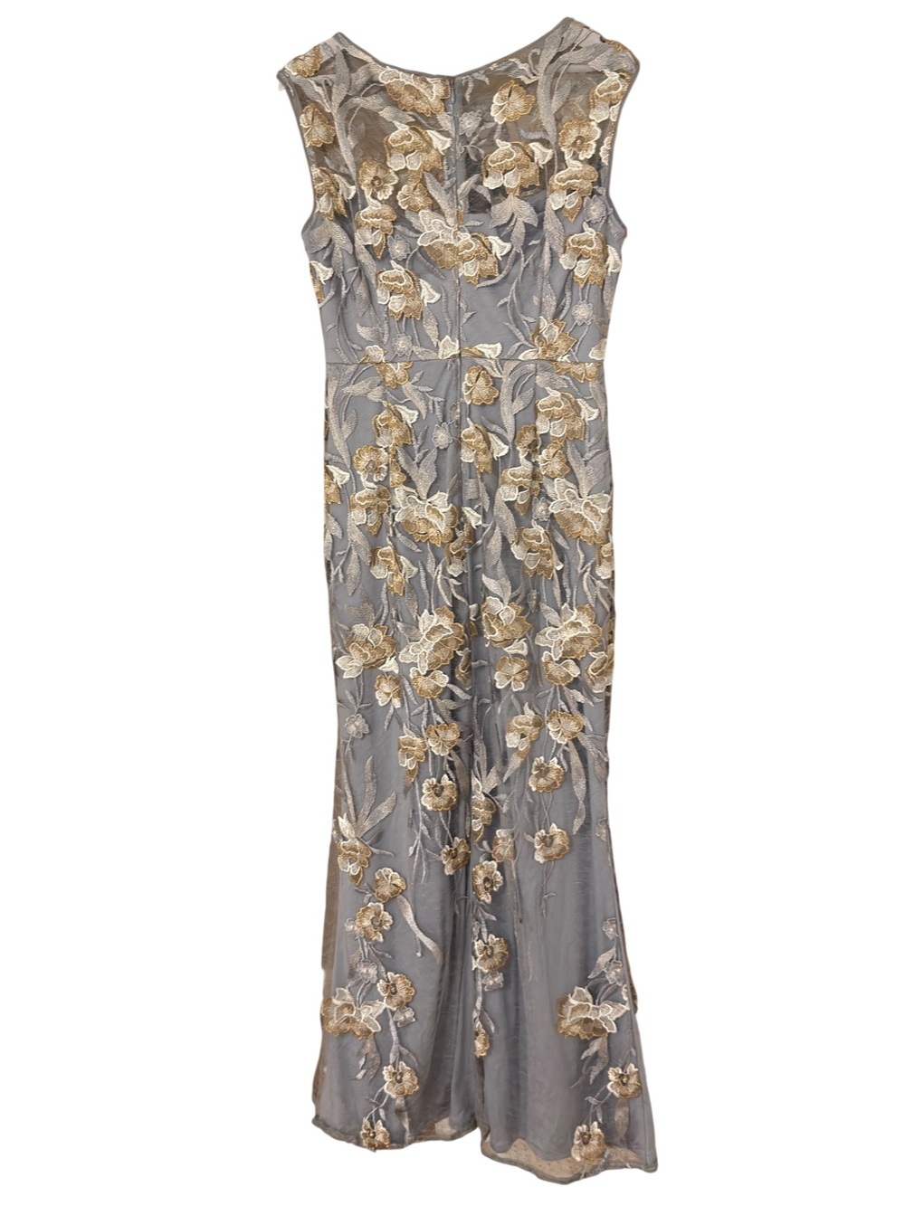 BHLDN x Adrianna Papell Blue Silver Floral Sleeveless Formal Dress Wedding SZ 8 - Picture 4 of 4